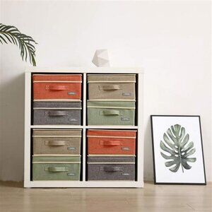 Small 4 Pack Fabric Stroage Box with Lids, 4 Color Set 12.4in/12in/6.7in